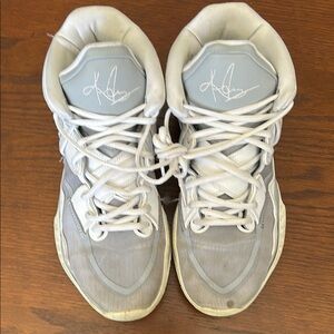 Nike Kyrie 8 Infinity TB Wolf Gray and White High-Top Sneakers.